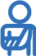 Line art icon of a person with an arm wrapped in a sling